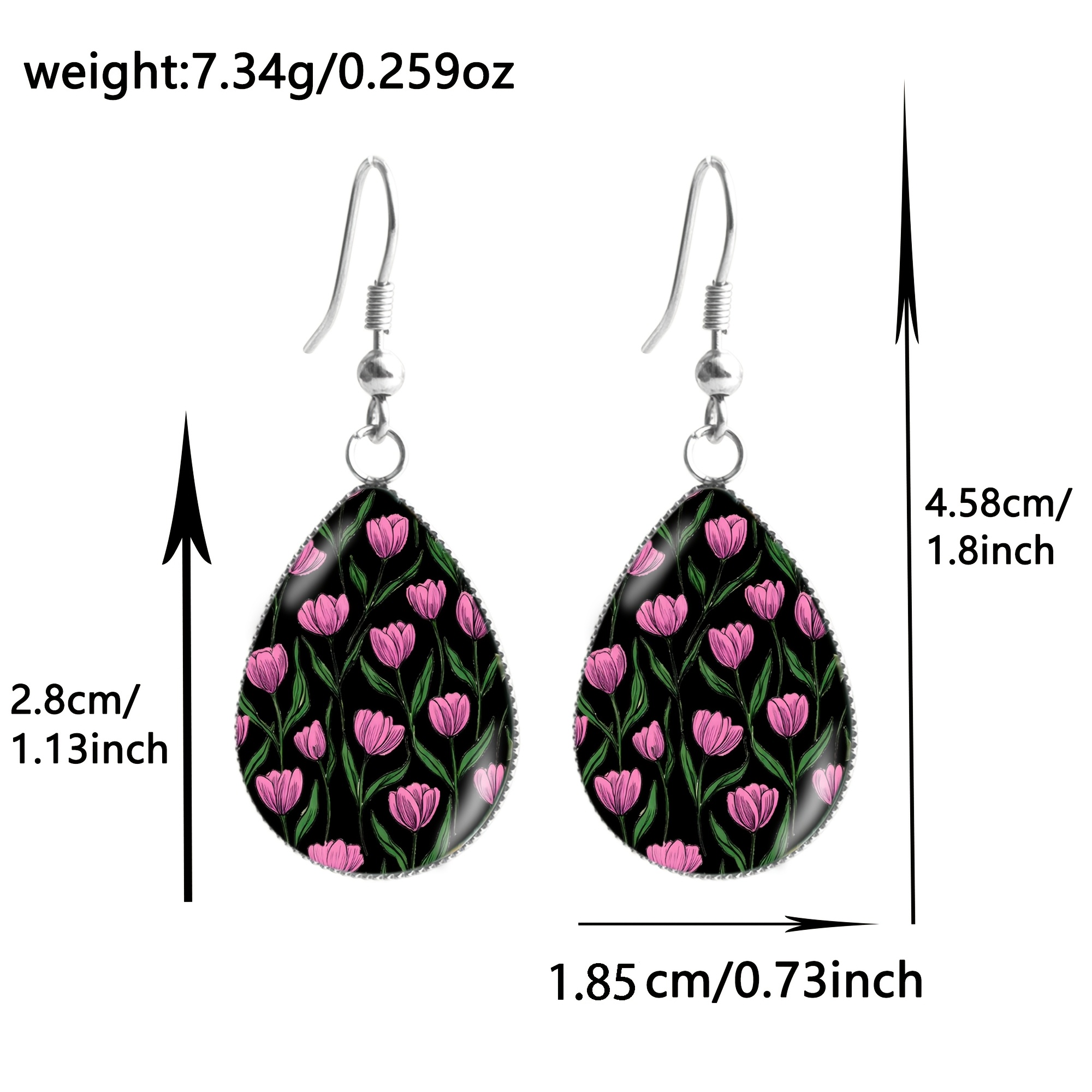 Powder-Purple Tulip Pattern Teardrop Earrings